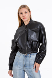 The Accra Women Leather Cropped Jacket