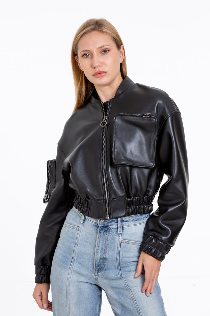The Accra Women Leather Cropped Jacket