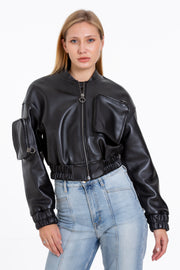 The Accra Women Leather Cropped Jacket