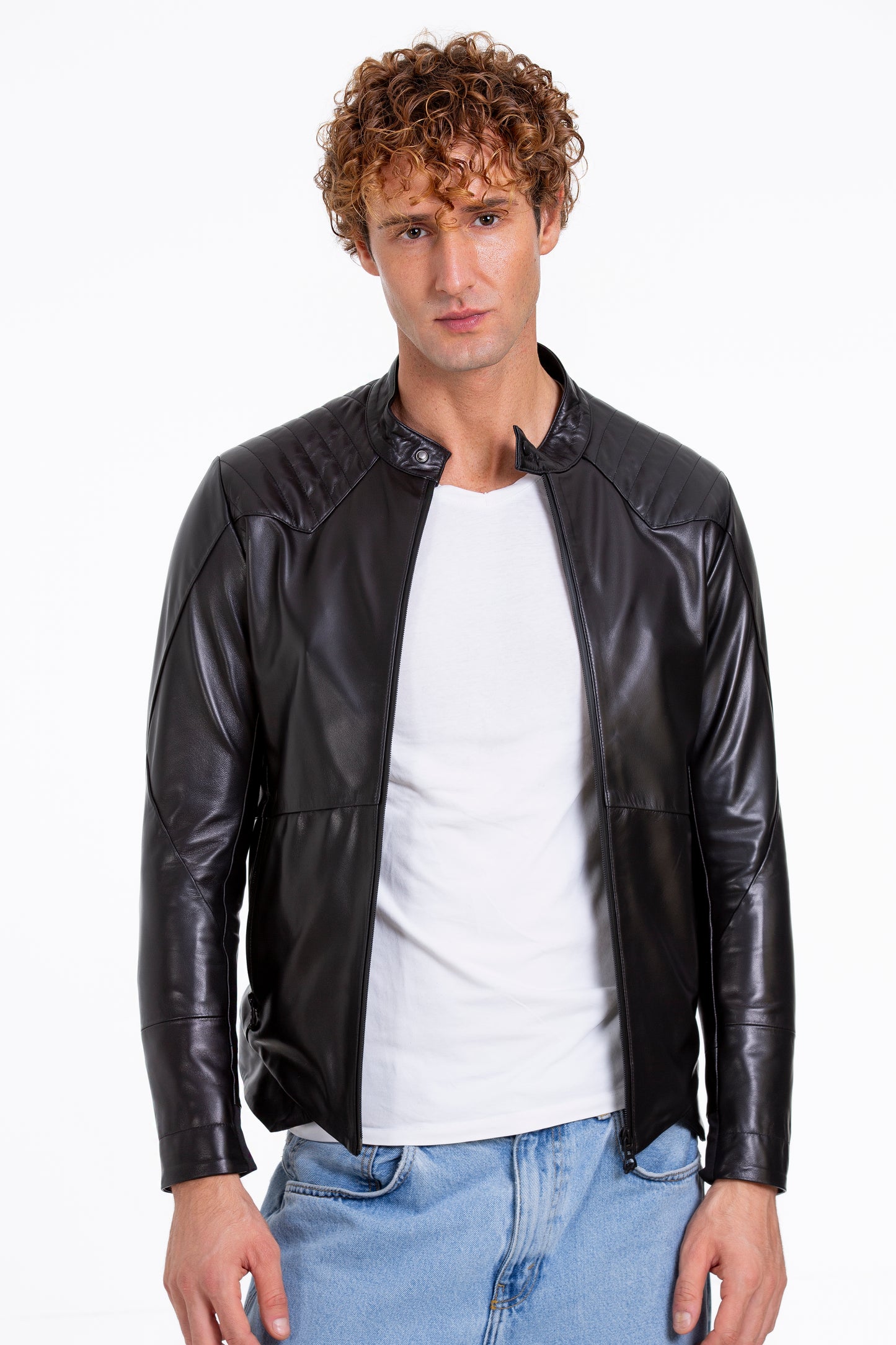 La chaqueta de cuero negra Leith para hombre 