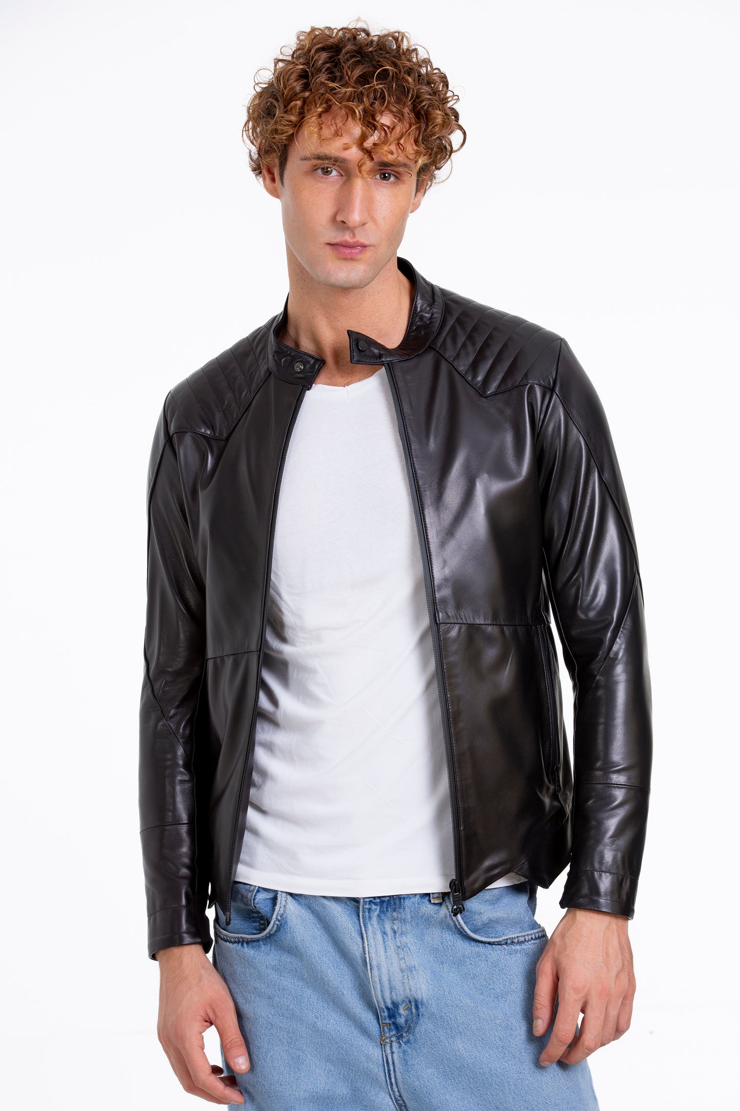 The Leith Black Leather Men Jacket