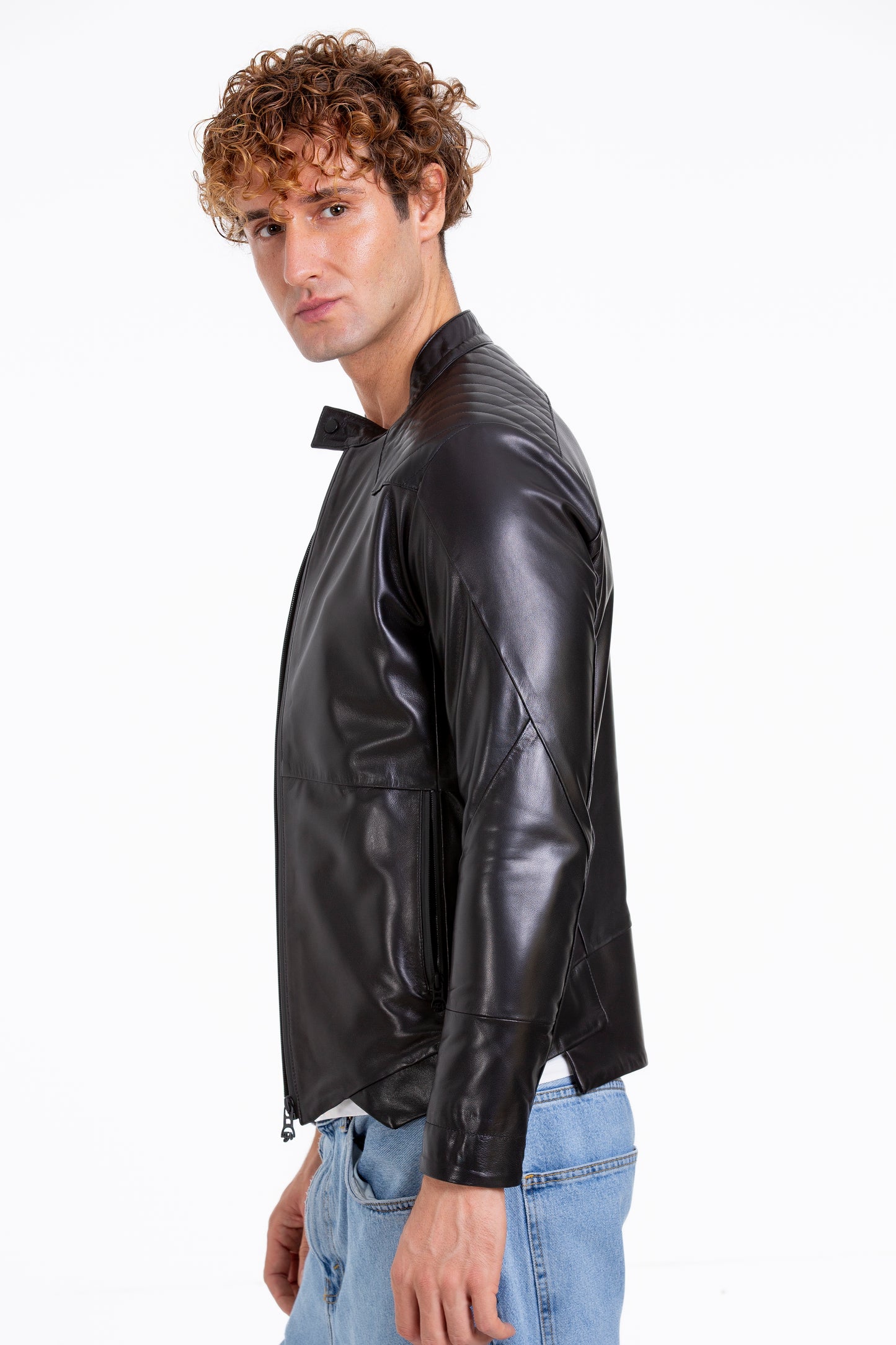 The Leith Black Leather Men Jacket