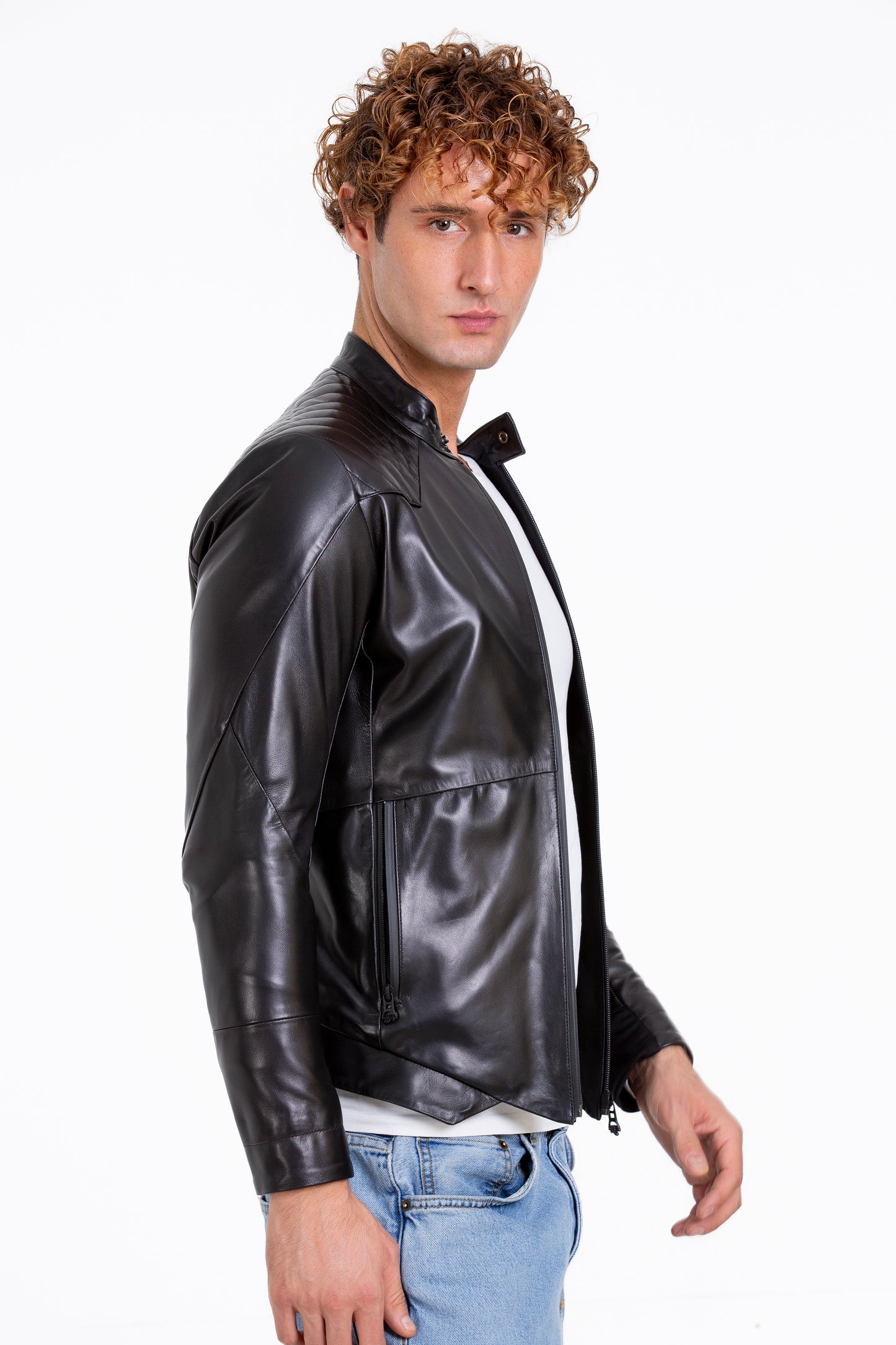La chaqueta de cuero negra Leith para hombre 