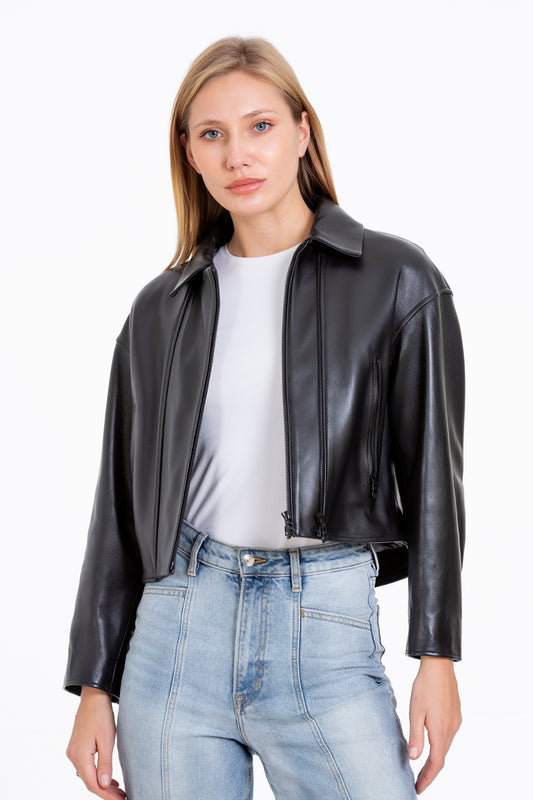 The Dennistoun Women Leather BlackJacket