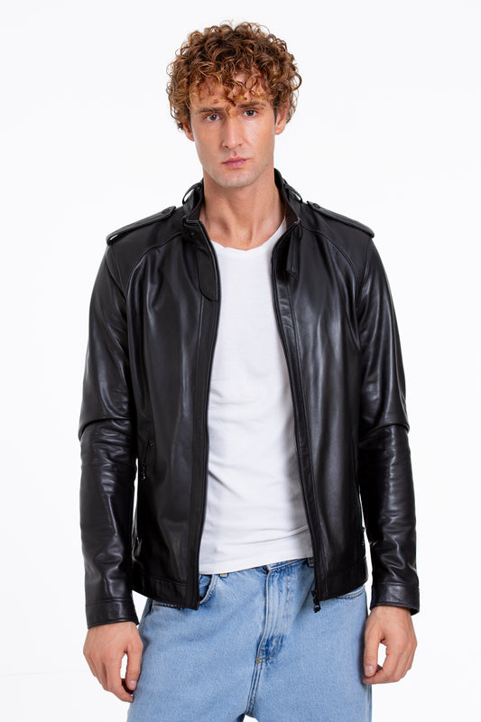 The Vinohrady Black Leather Men Jacket