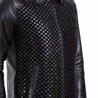 Chaqueta de piel de pitón tejida a mano de color negro para hombre de Bedford 