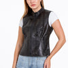 The Strasbourg Pythn Skin Leather Black Zip-Up Vest Women Jacket