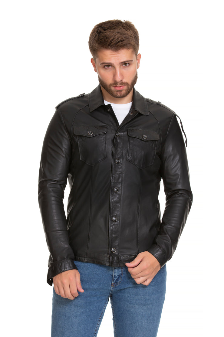 The Sabariego Black Men Leather Jacket