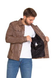 The Sabariego Tan Men Leather Jacket