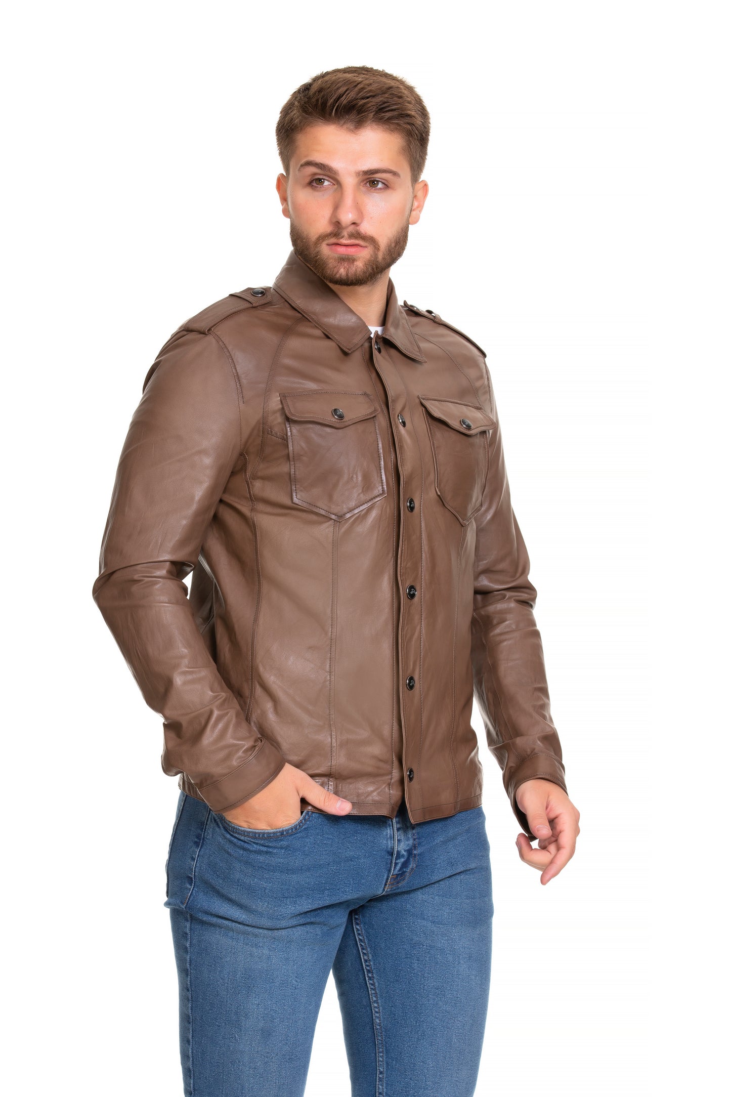 The Sabariego Tan Leather Men Jacket