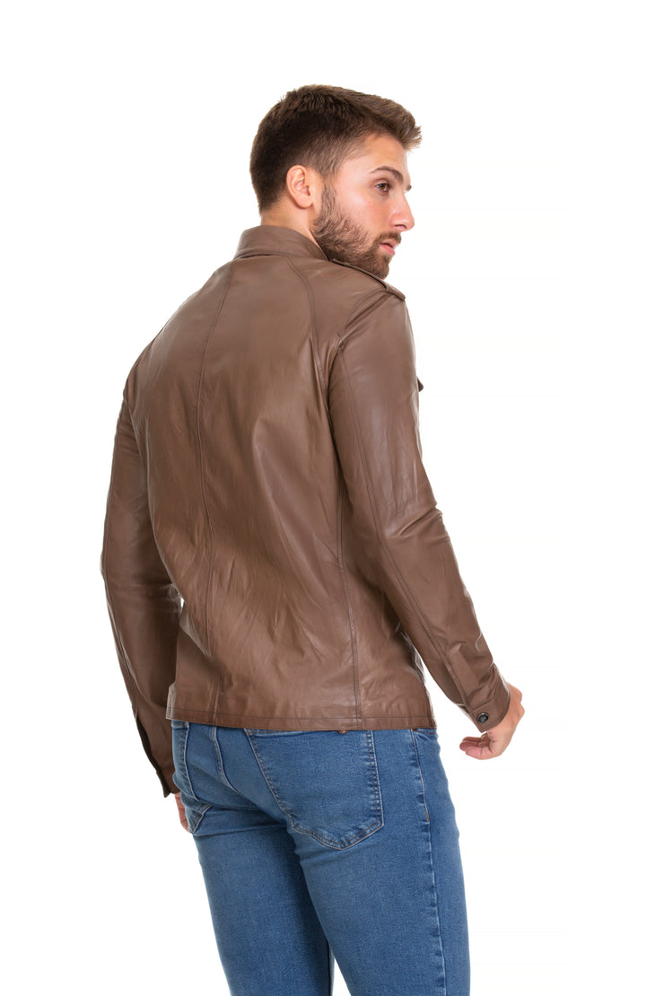 The Sabariego Tan Men Leather Jacket