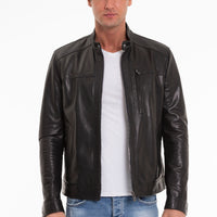 La chaqueta de cuero negra para hombre de Poleo 