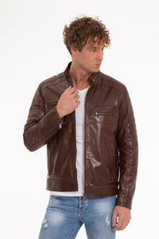 The Rios Tan Men Leather Jacket