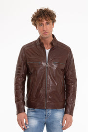 The Rios Tan Men Leather Jacket