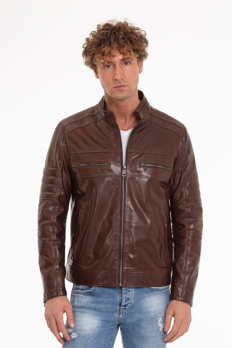 The Rios Tan Men Leather Jacket
