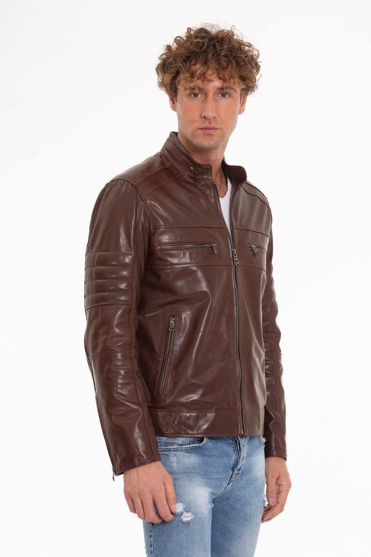 The Rios Tan Men Leather Jacket