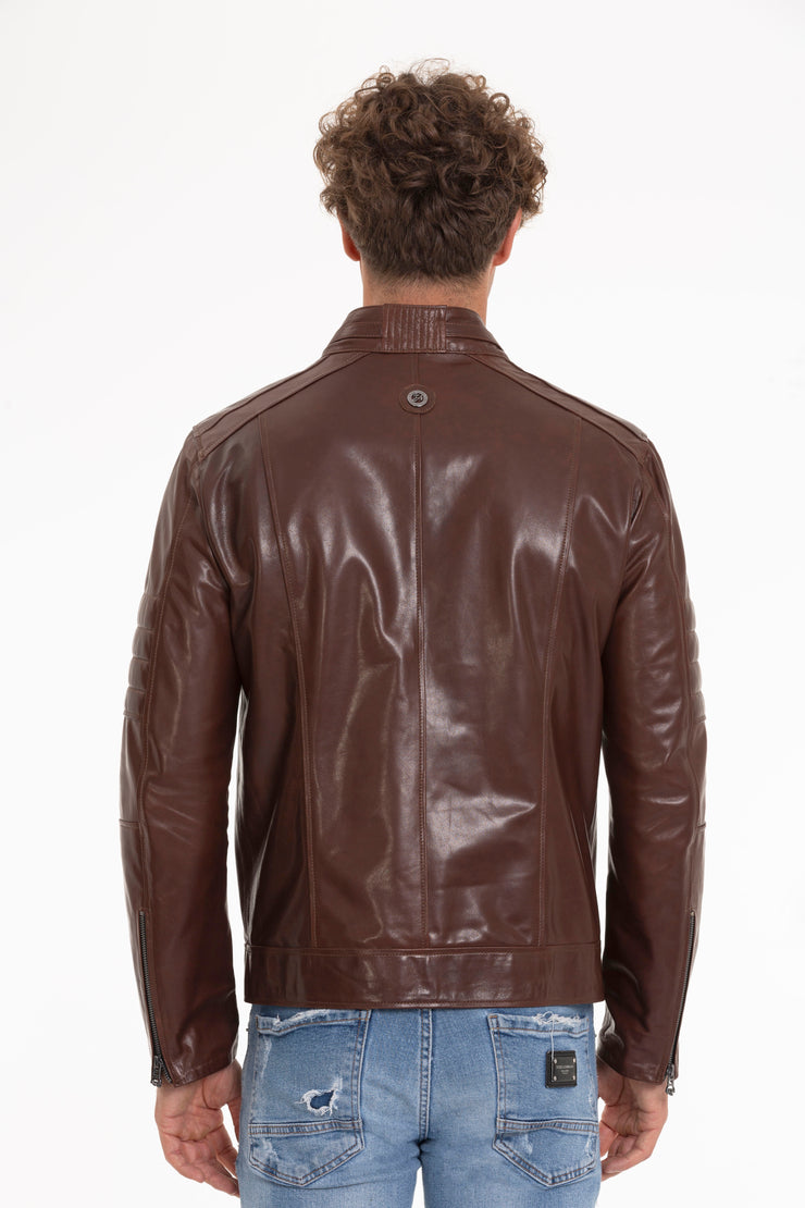 The Rios Tan Men Leather Jacket