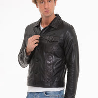 The Cacin Pythn Black Leather Men Jacket