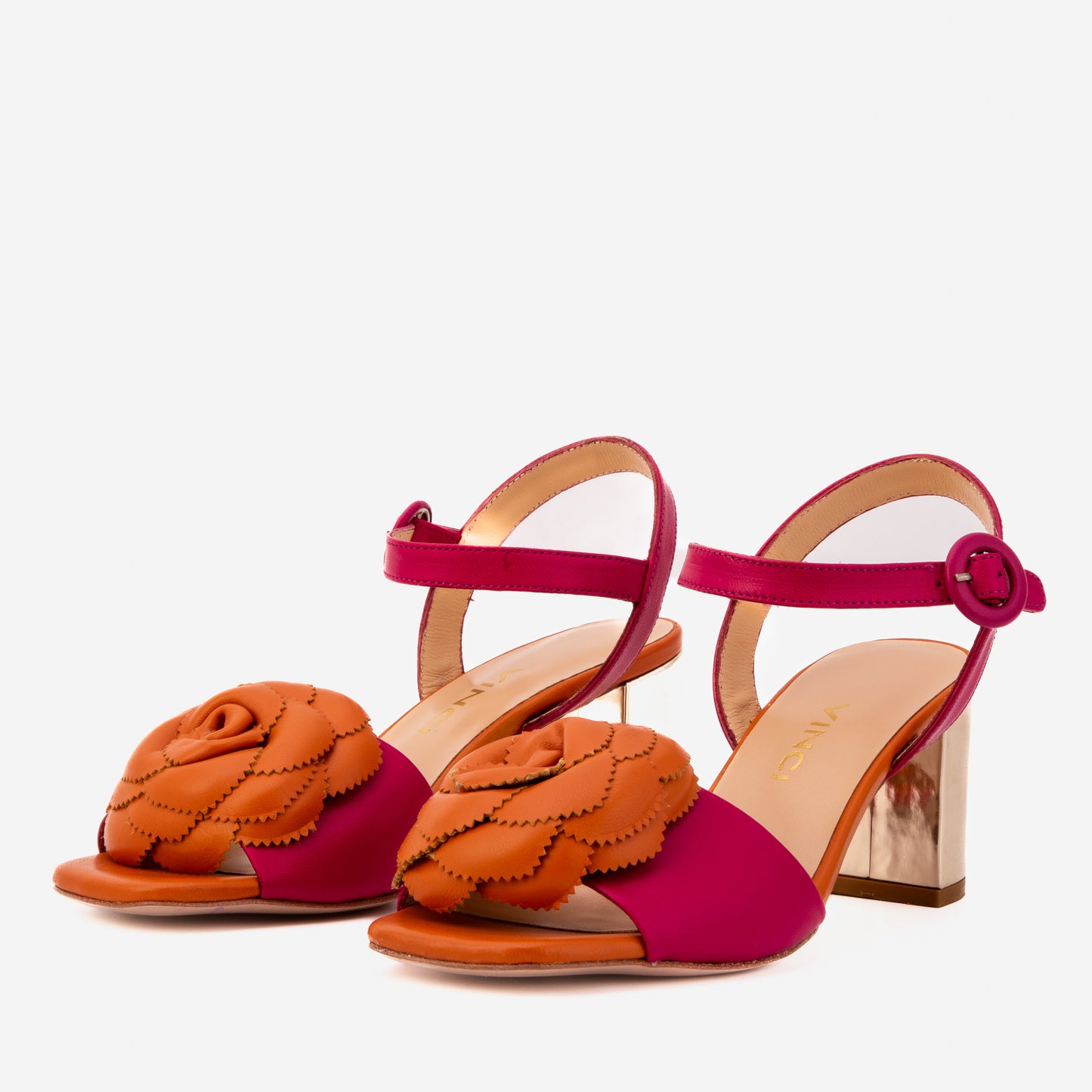 Sandalia de mujer de piel color fucsia Salerno