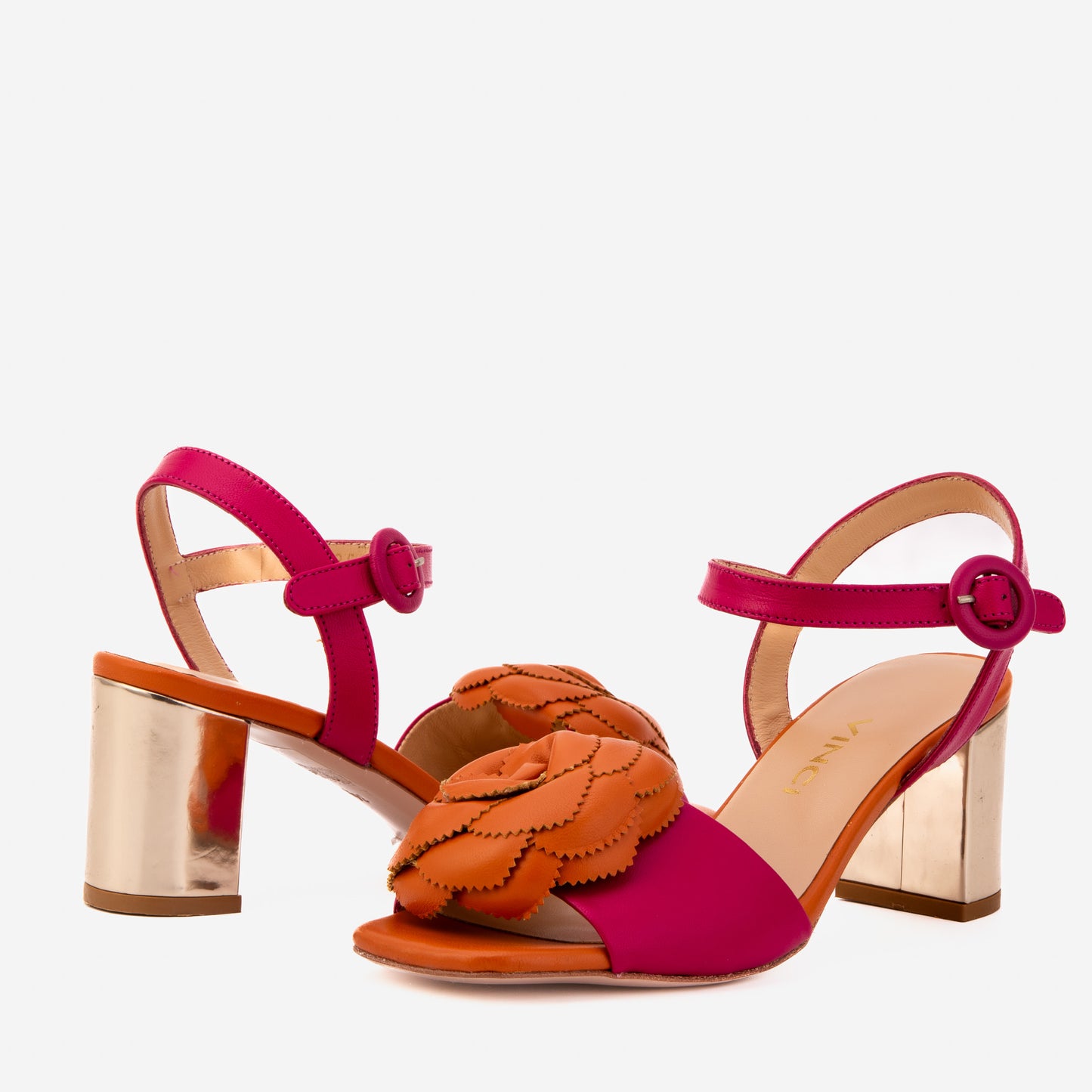 Sandalia de mujer de piel color fucsia Salerno