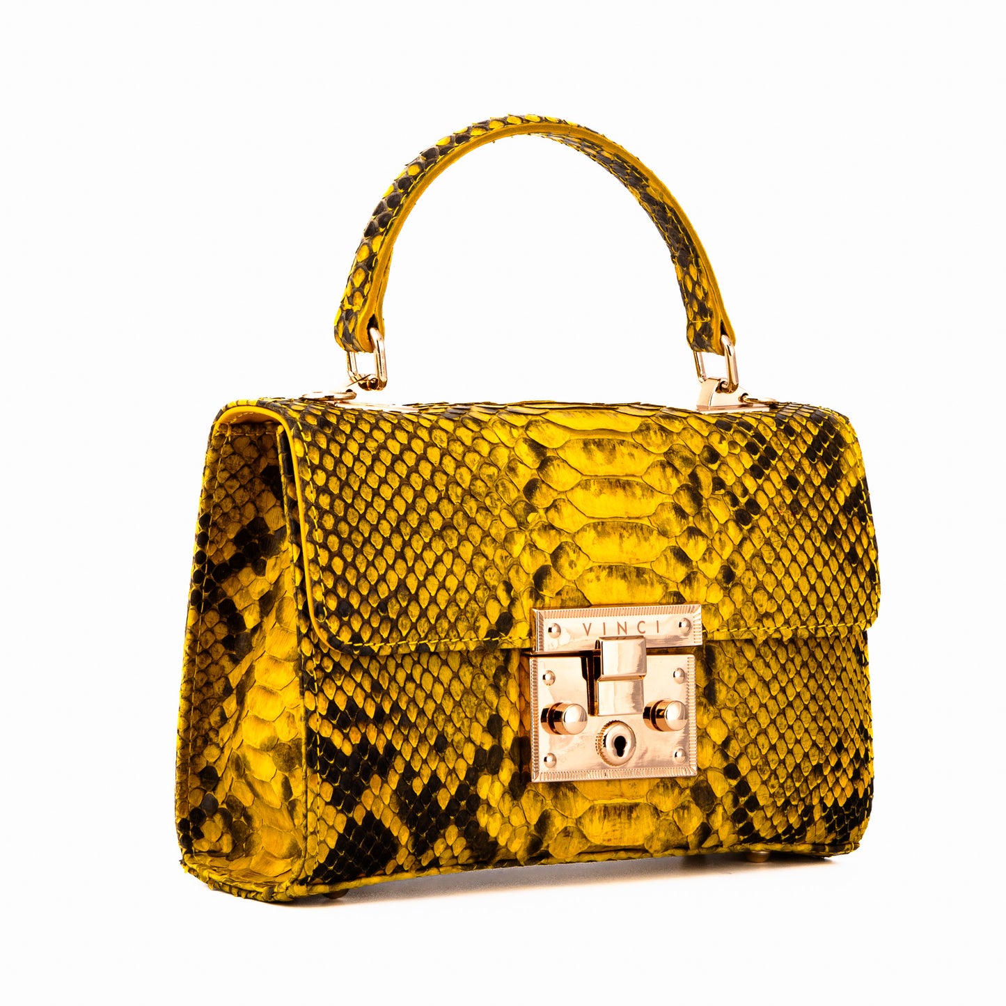 Bolso de mano de piel de pitón naranja The Queen