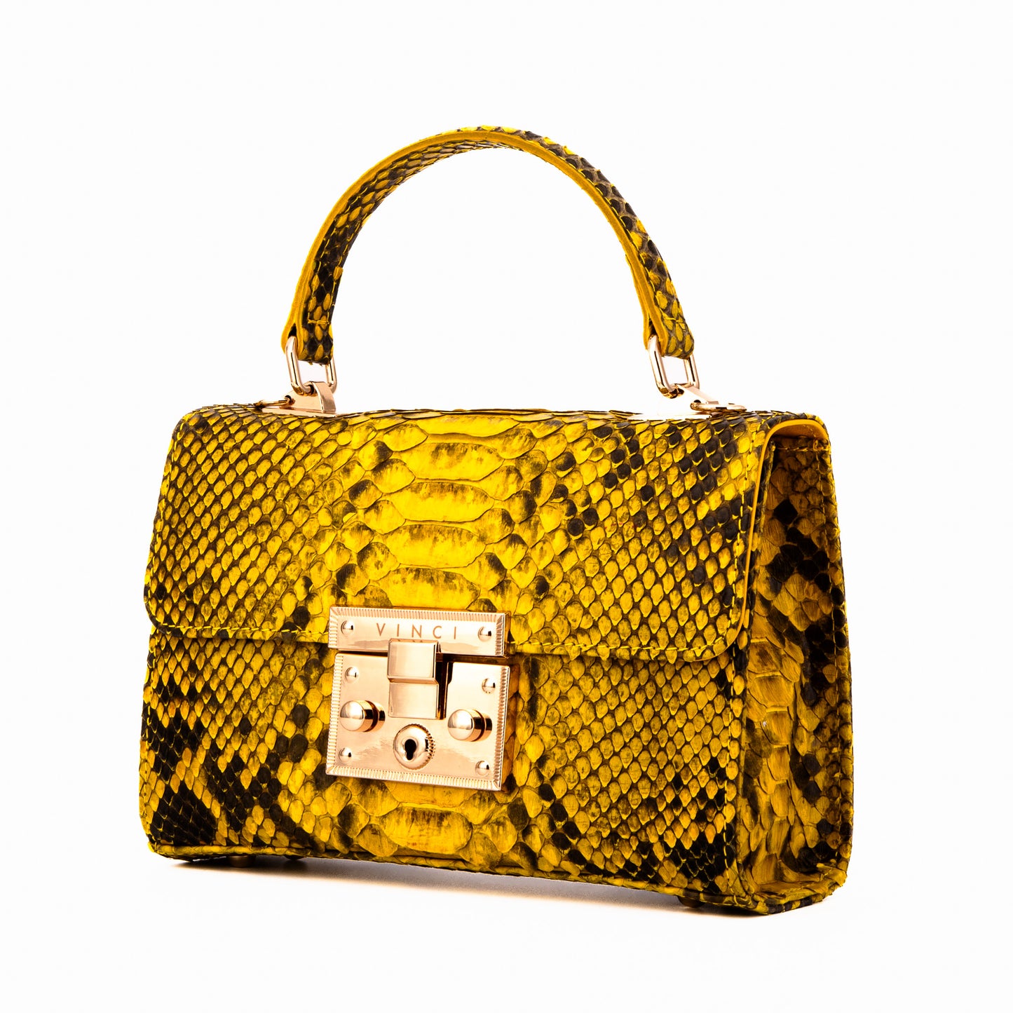Bolso de mano de piel de pitón naranja The Queen