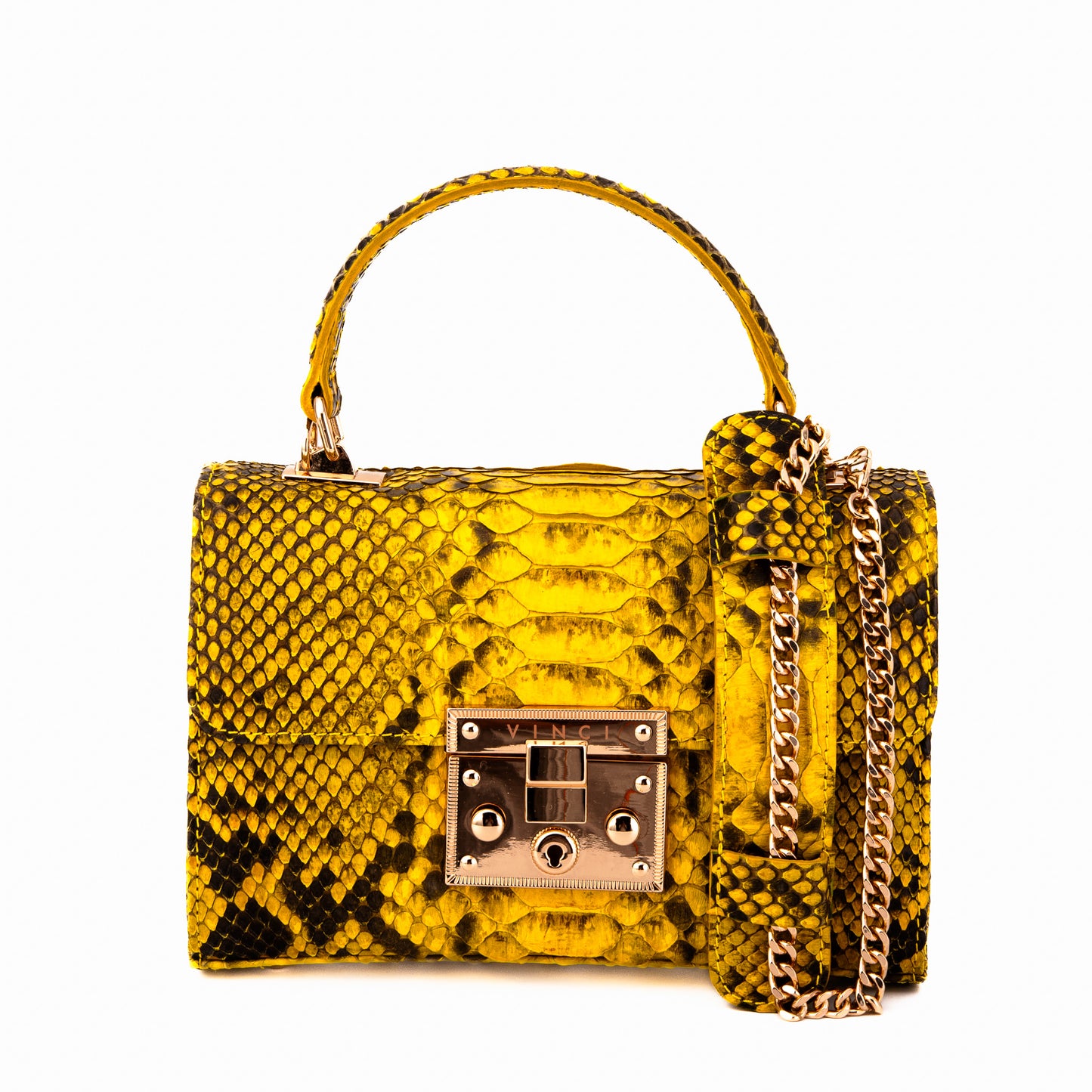 Bolso de mano de piel de pitón naranja The Queen