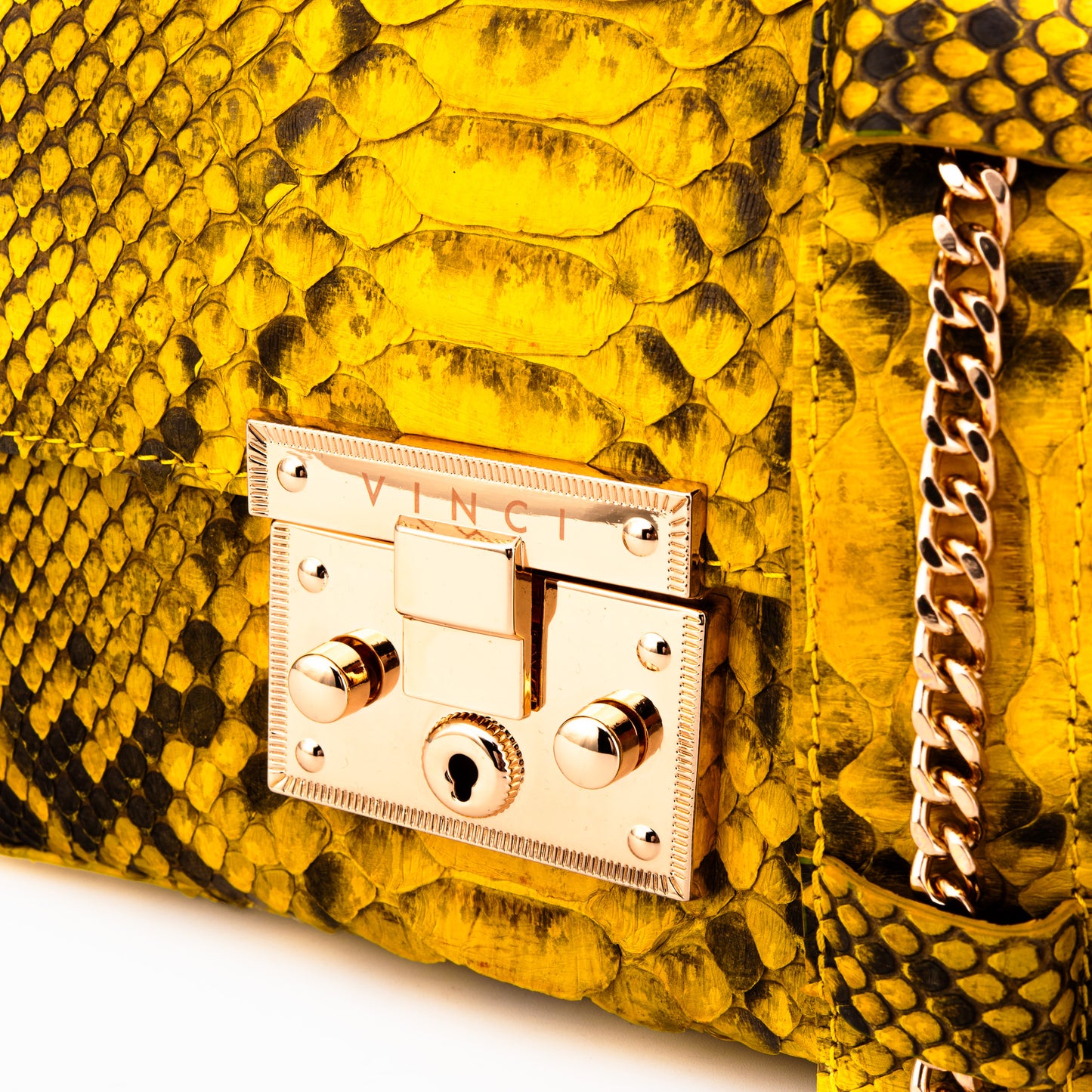 Bolso de mano de piel de pitón naranja The Queen