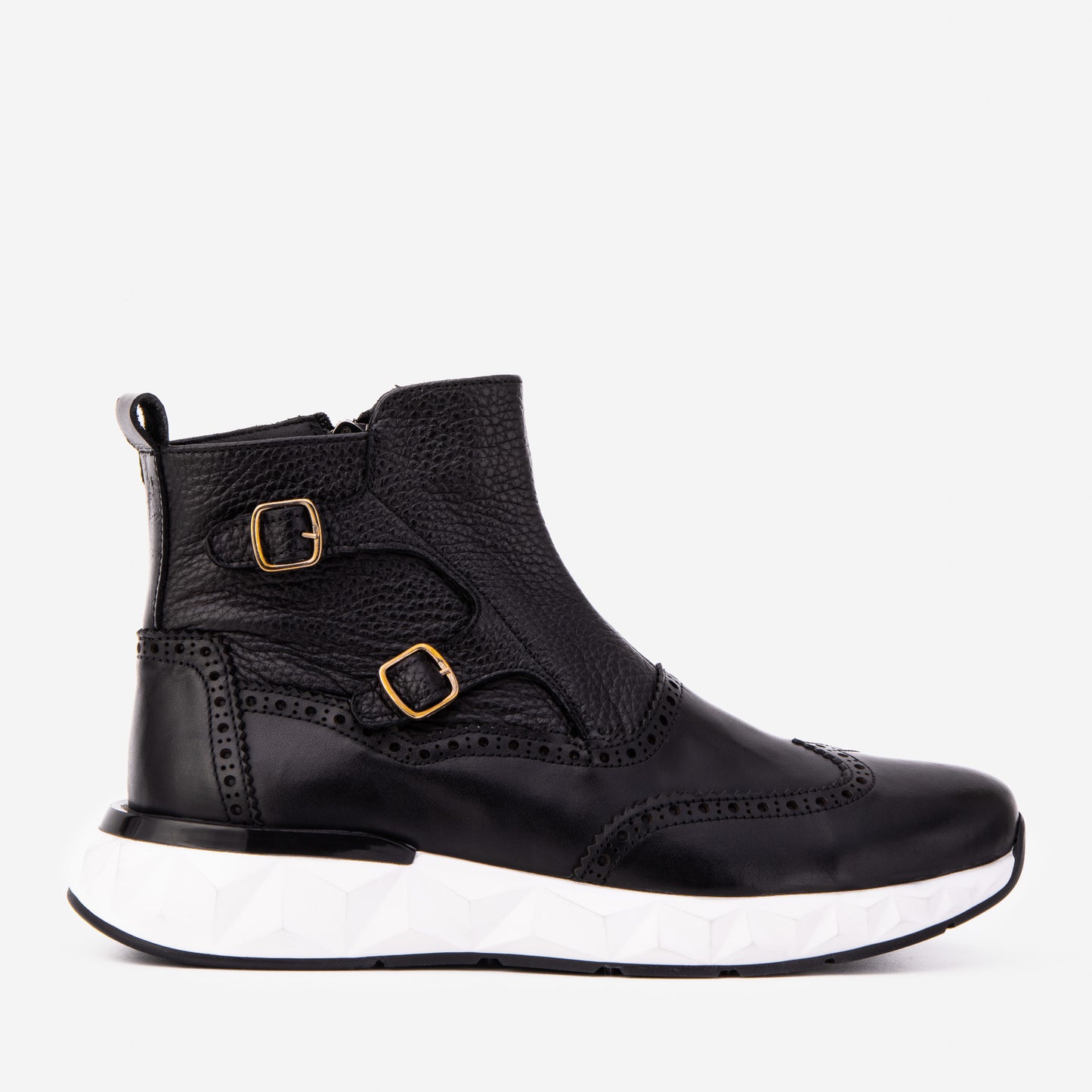 Las Botas de Hombre de Cuero Negro con Hebilla Stealth Wingtip