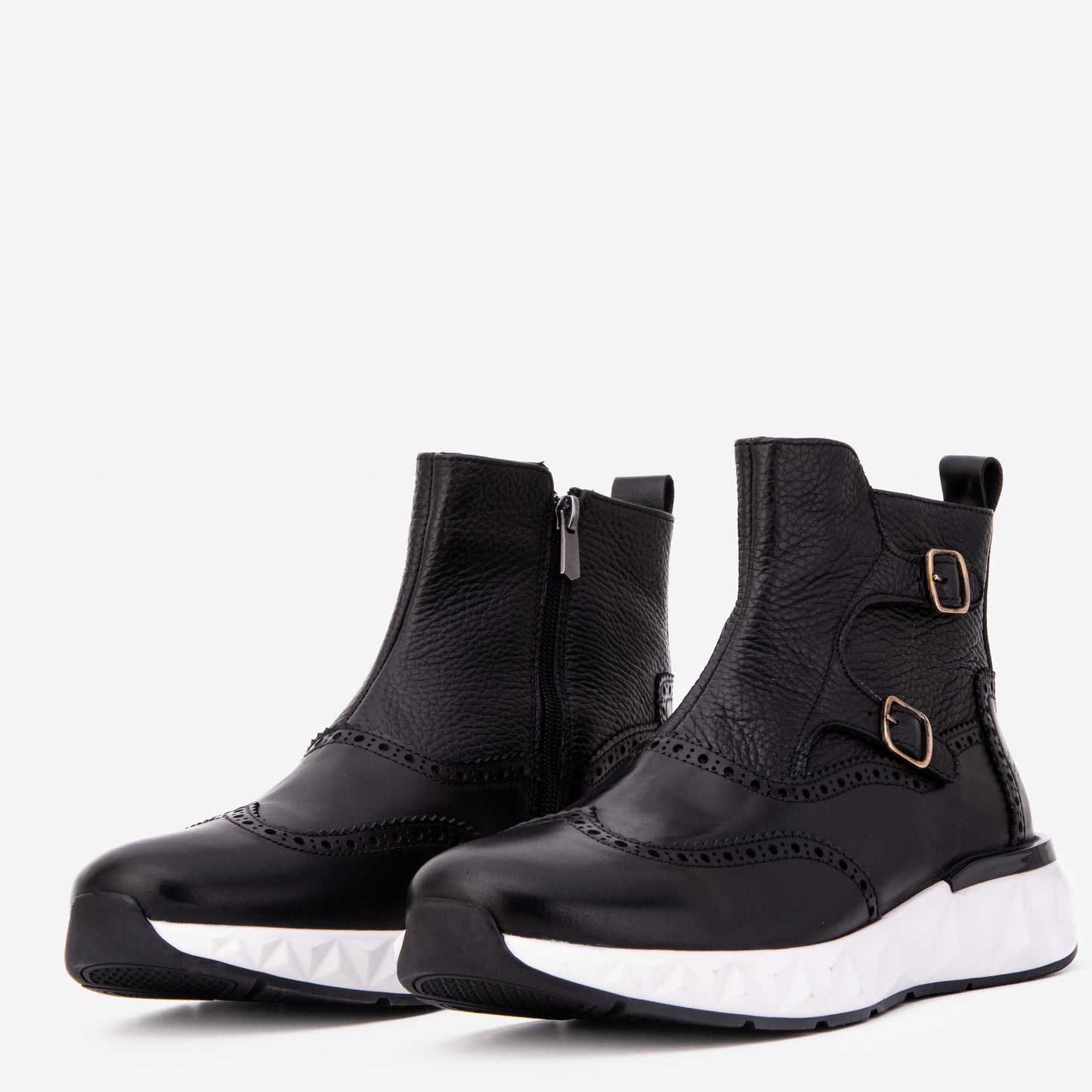 Las Botas de Hombre de Cuero Negro con Hebilla Stealth Wingtip