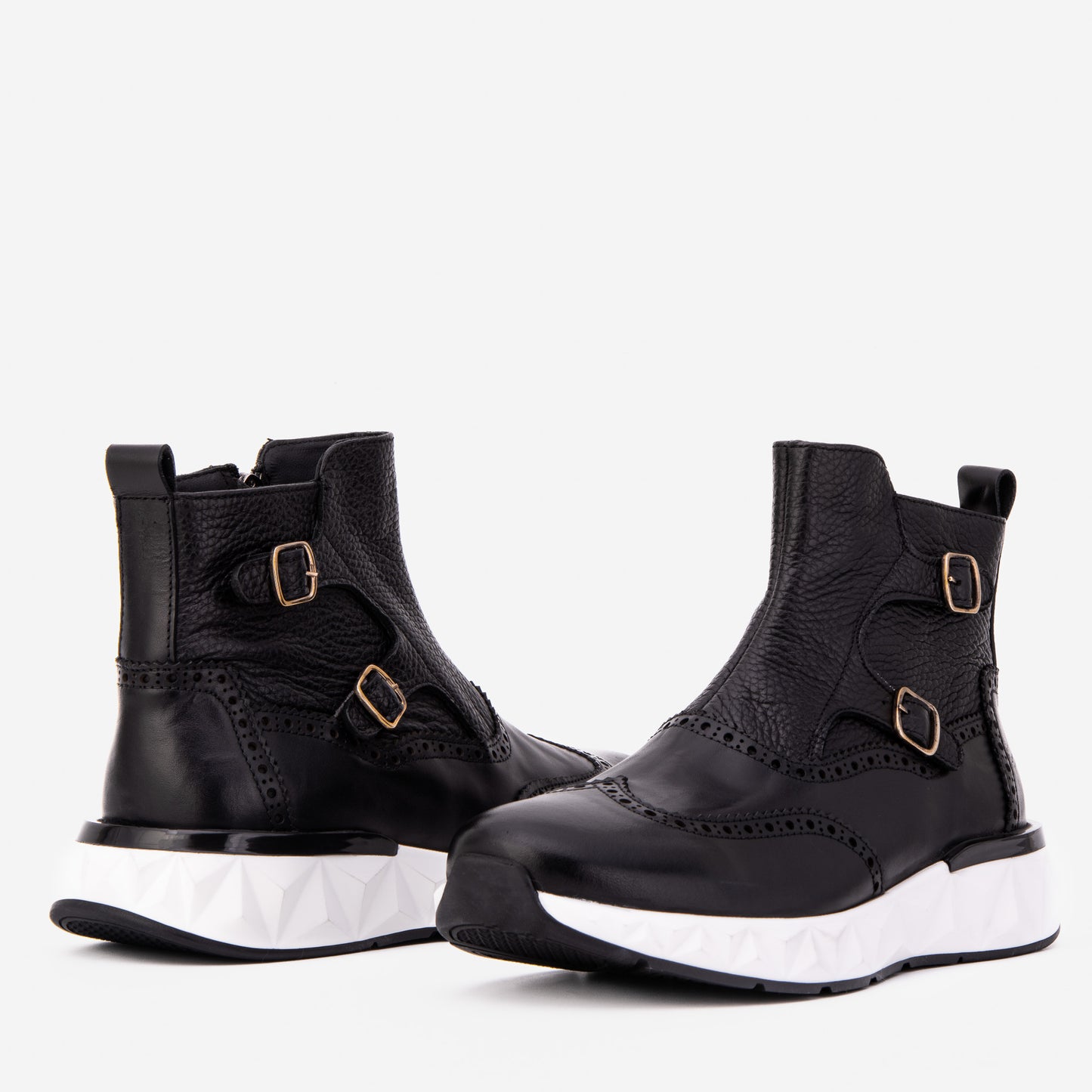 Las Botas de Hombre de Cuero Negro con Hebilla Stealth Wingtip