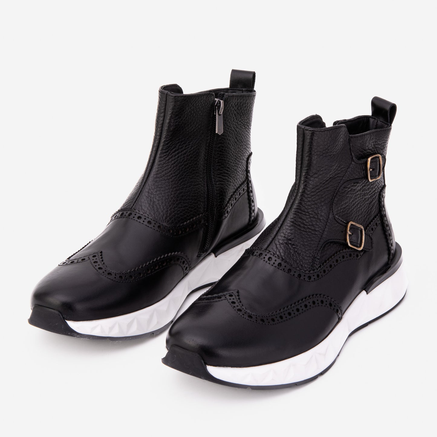 Las Botas de Hombre de Cuero Negro con Hebilla Stealth Wingtip