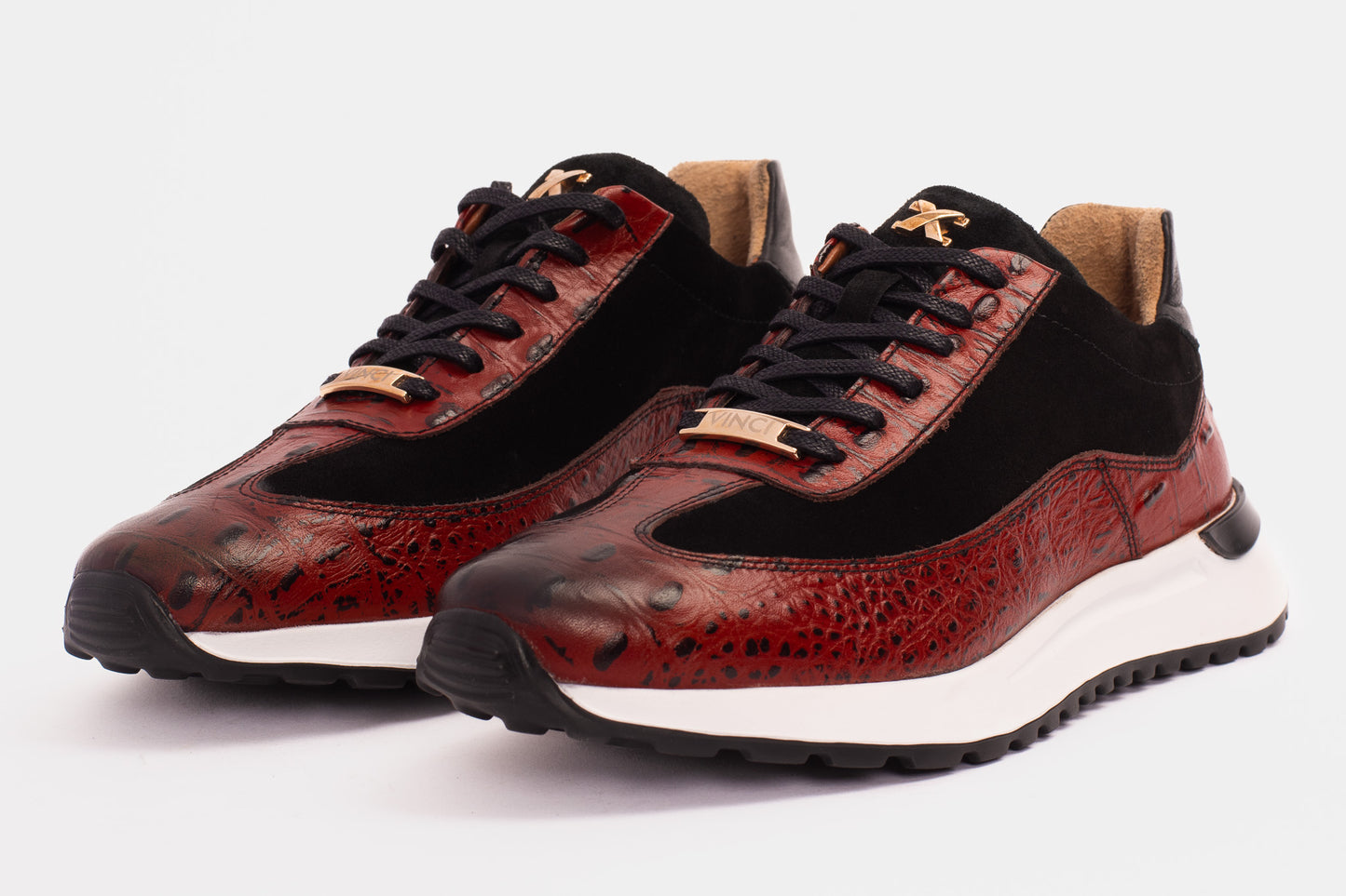 Zapatilla deportiva Savamala de piel color burdeos para hombre ¡Oferta final!