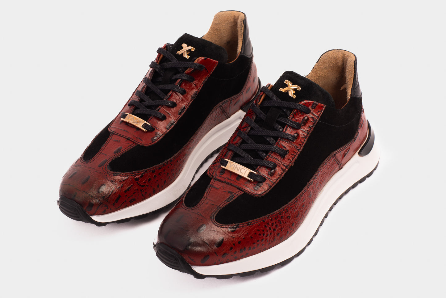Zapatilla deportiva Savamala de piel color burdeos para hombre ¡Oferta final!
