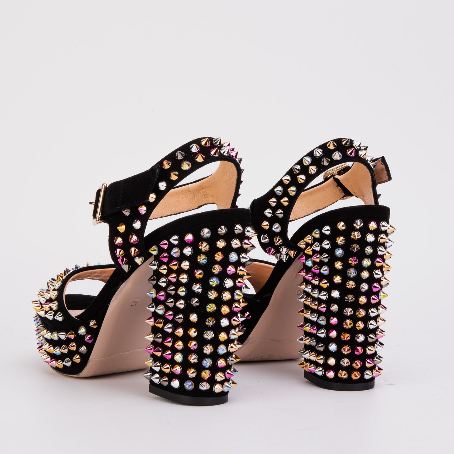 The Tampico Black Suede Leather Spike Platform Heel Sandal