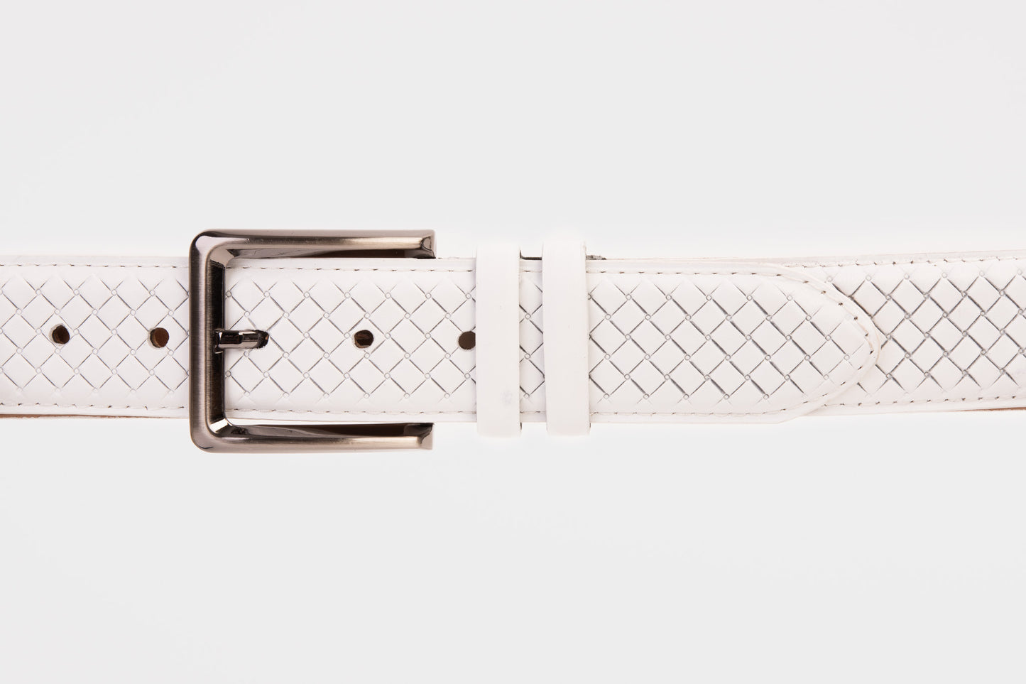 The Layla White Woven Leather Belt