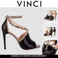 Sandalia de mujer con tira al tobillo en piel negra Ribnica