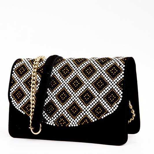 The Nampula Black Glitter Leather Handbag