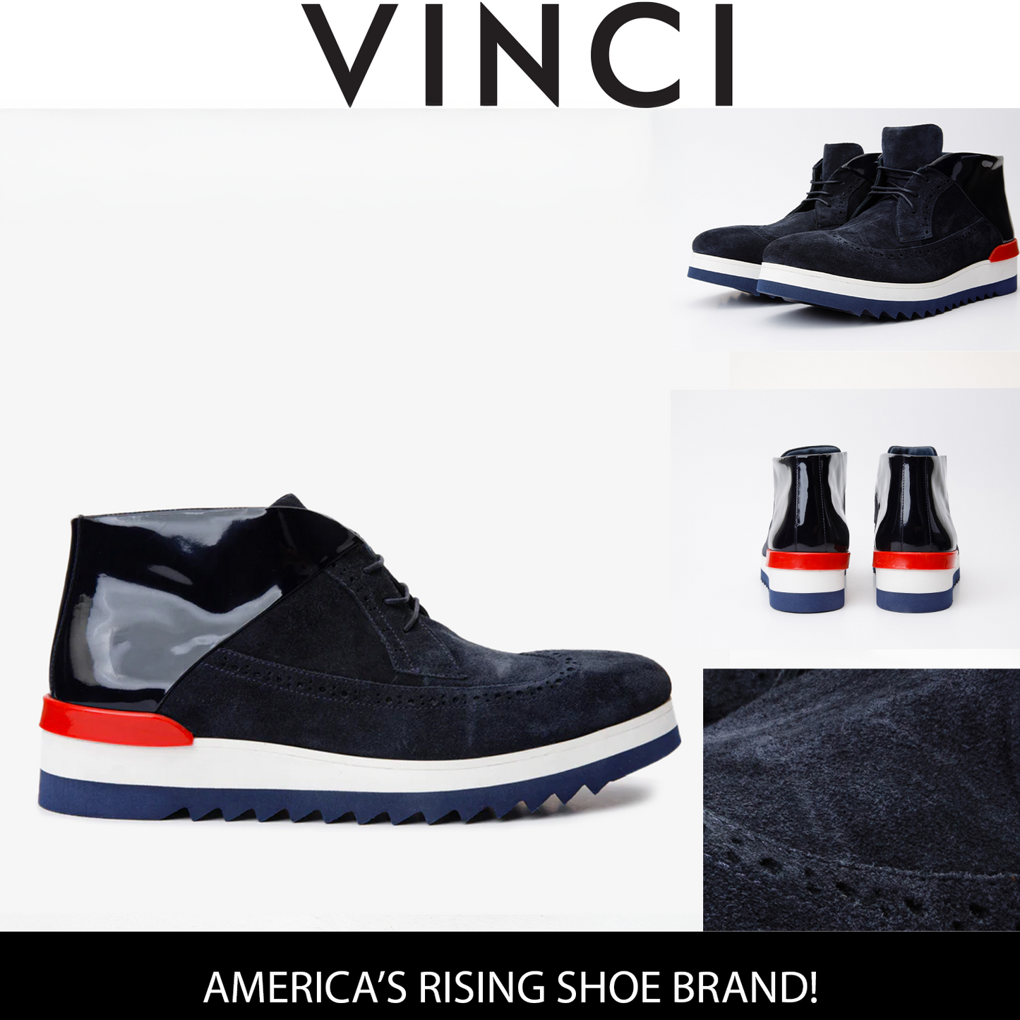 The Kagan Navy Blue Wingtip Chukka Men Sneaker Boot