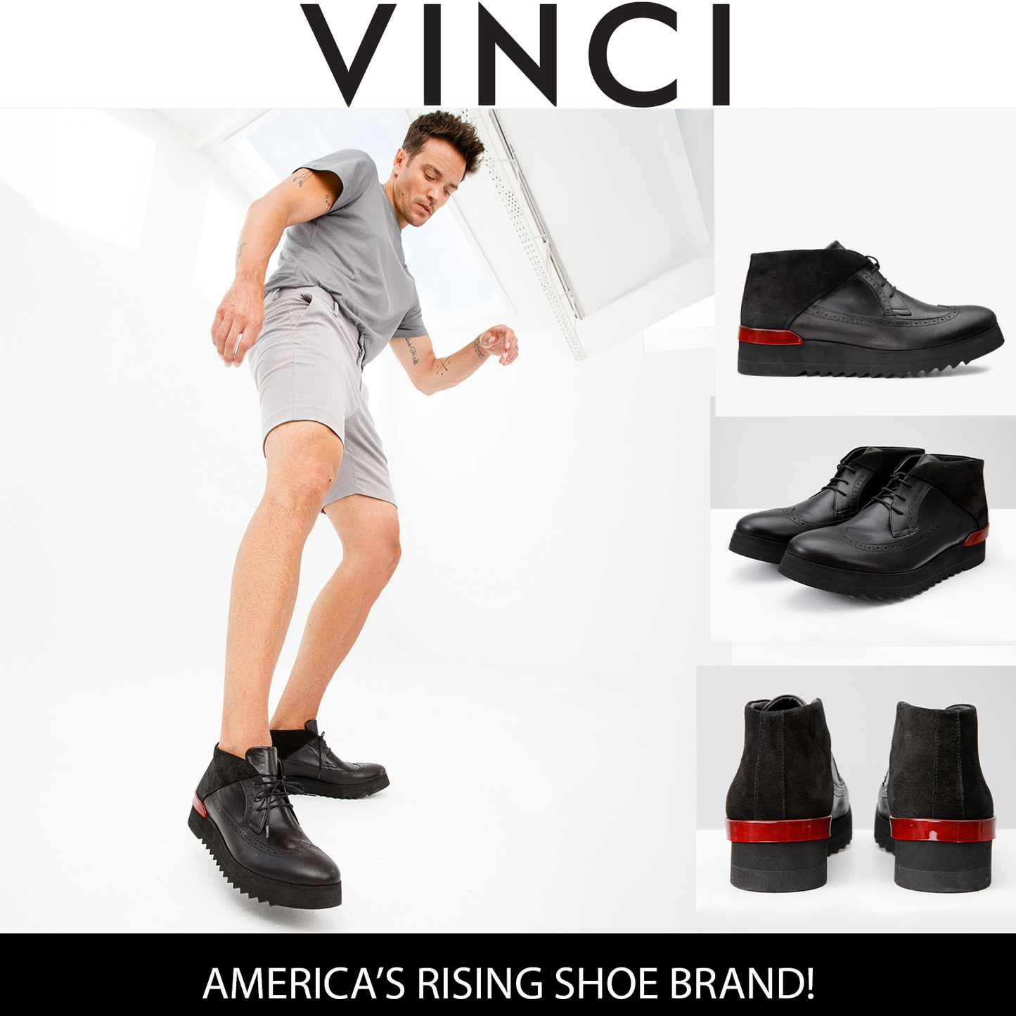 The Kagan Black Wingtip Chukka Men Sneaker Boot