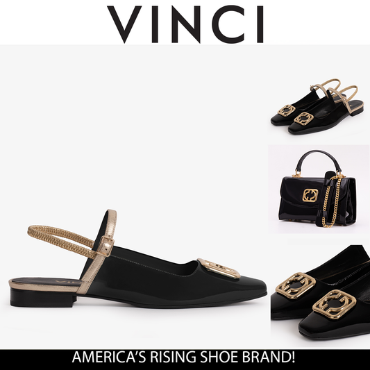 The Rosalinda Black Leather Women Flat Slingback Sandal