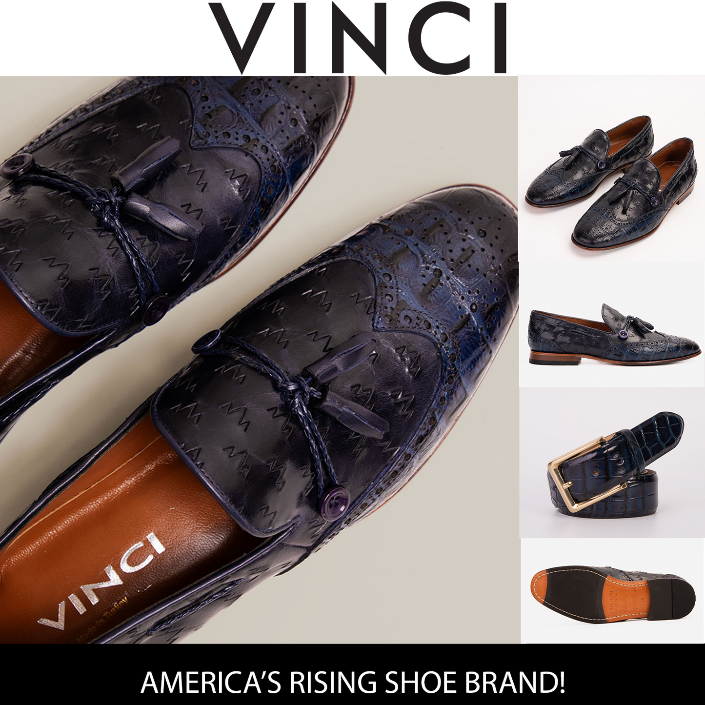 Hot blue leather loafers Hotsell - Main Image