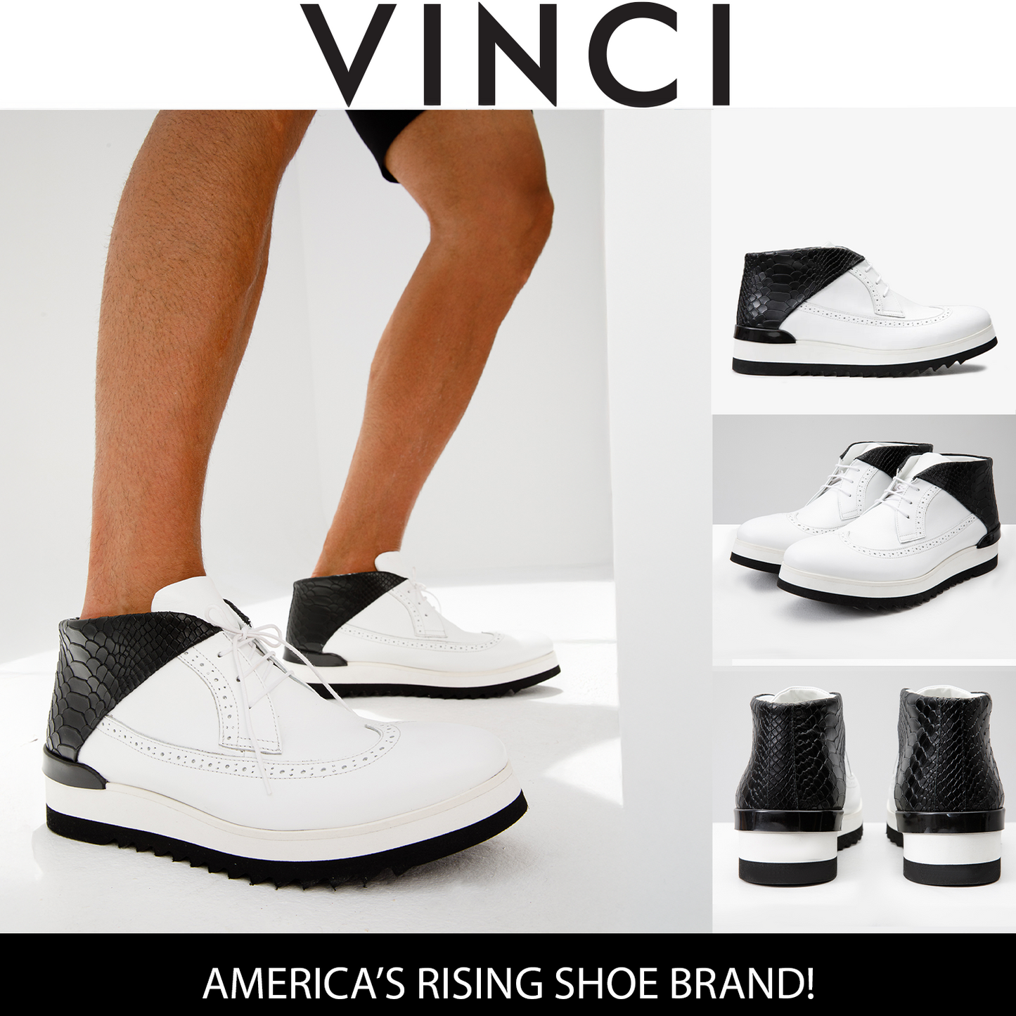 The Kagan White Wingtip Chukka Men Sneaker Boot
