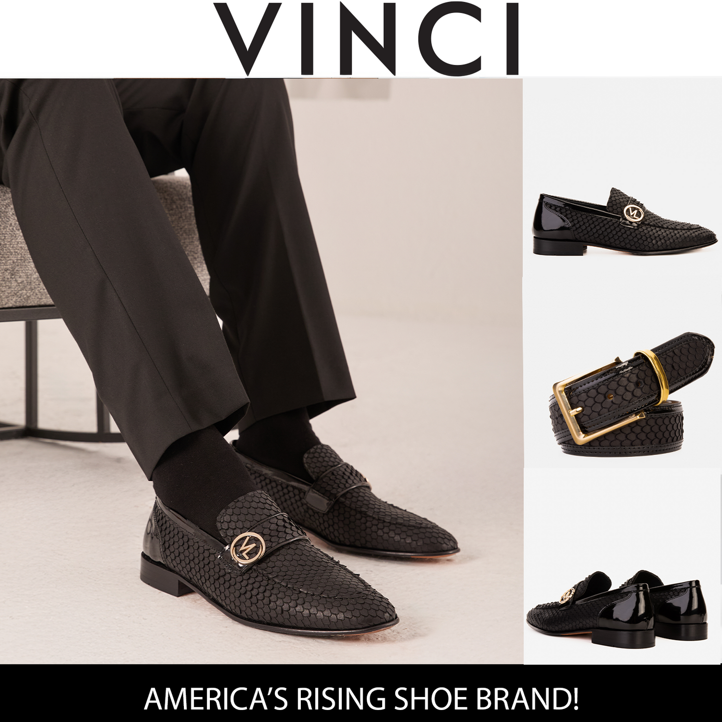 El zapato de vestir de cuero negro Monarch para hombre