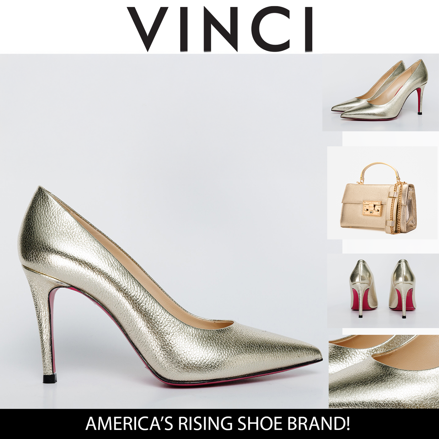 The Ege Gold Leather Pump Fuchsia Sole Women Shoe