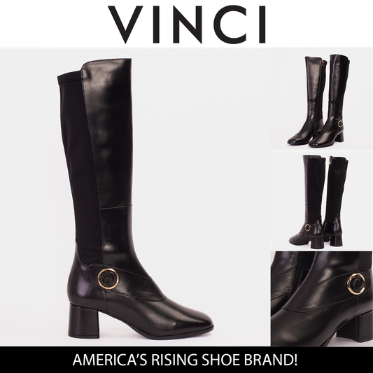 The Windsor Black Leather Knee High Women Boot