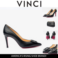 The Maneadero Black Leather Pump Fuchsia Sole Women Shoe