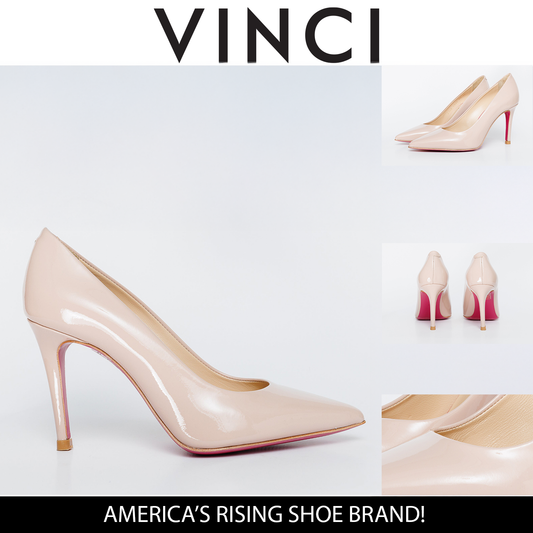 Zapato de salón de piel color crema Ege con suela fucsia para mujer