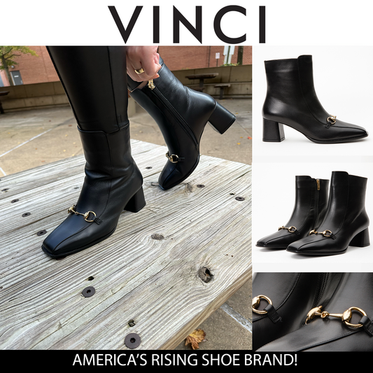 The Bukres Black Leather Block Heel Women Boot