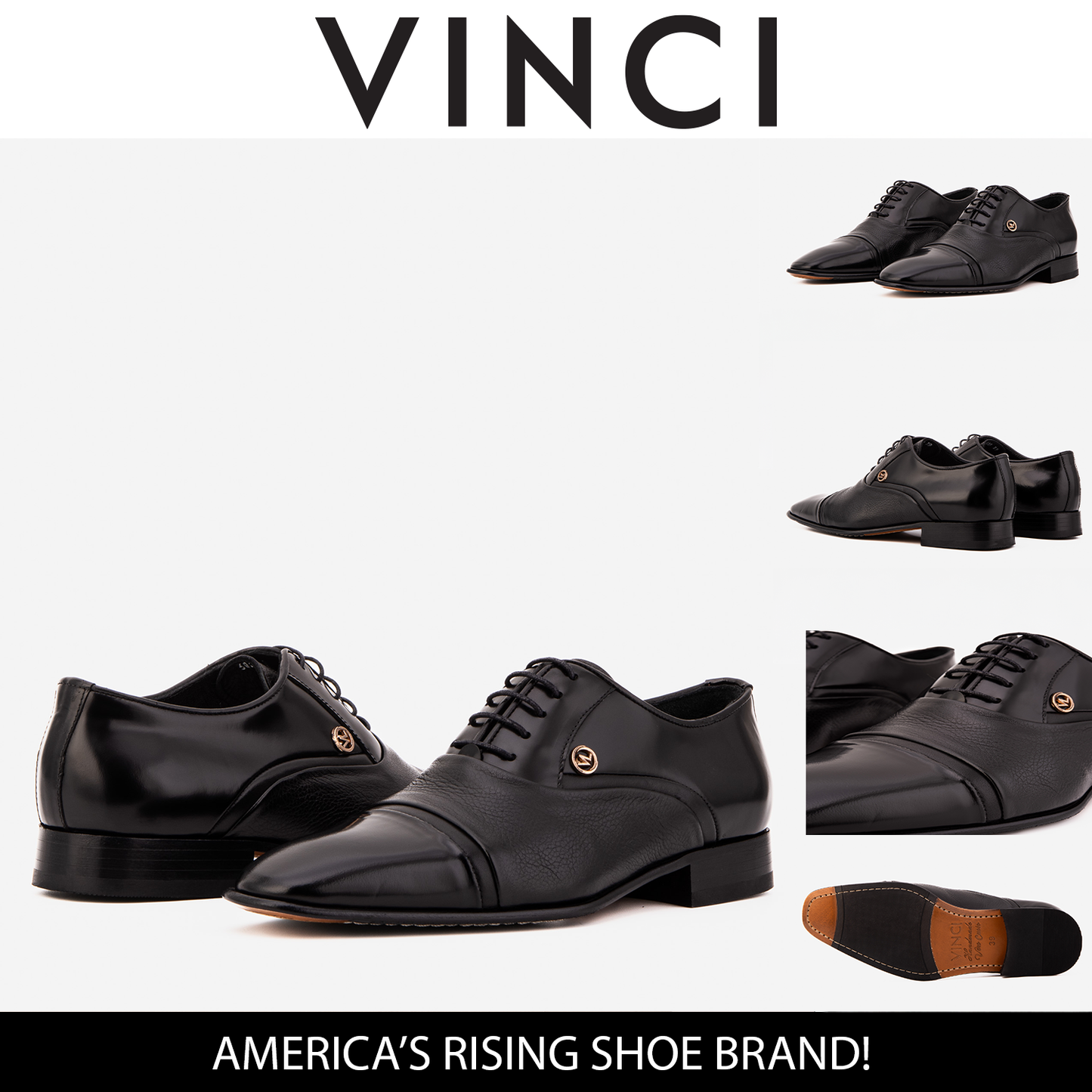 Los zapatos para hombre Rockwell hechos a mano con punta negra